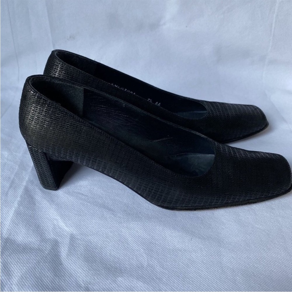 Stuart Weitzman // Black Textured Block Heels